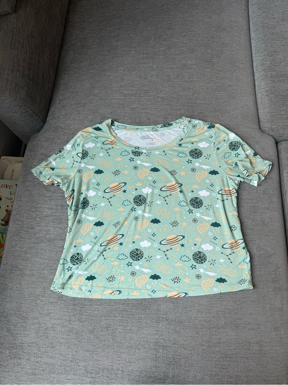 Posh Peanut Green Space Print Bamboo Oversized Pajama Too XS
